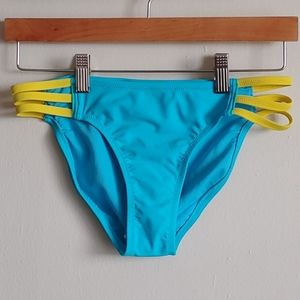 Jessica Simpson Side Straps Blue Yellow Bikini Small NWOT